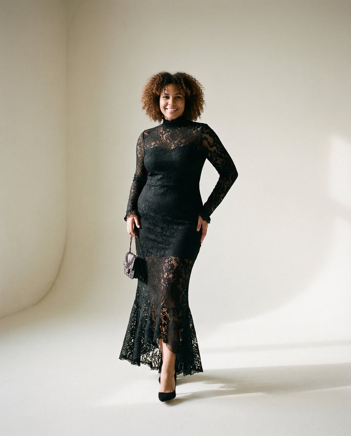 Fishtail Stretch Lace Maxi Dress