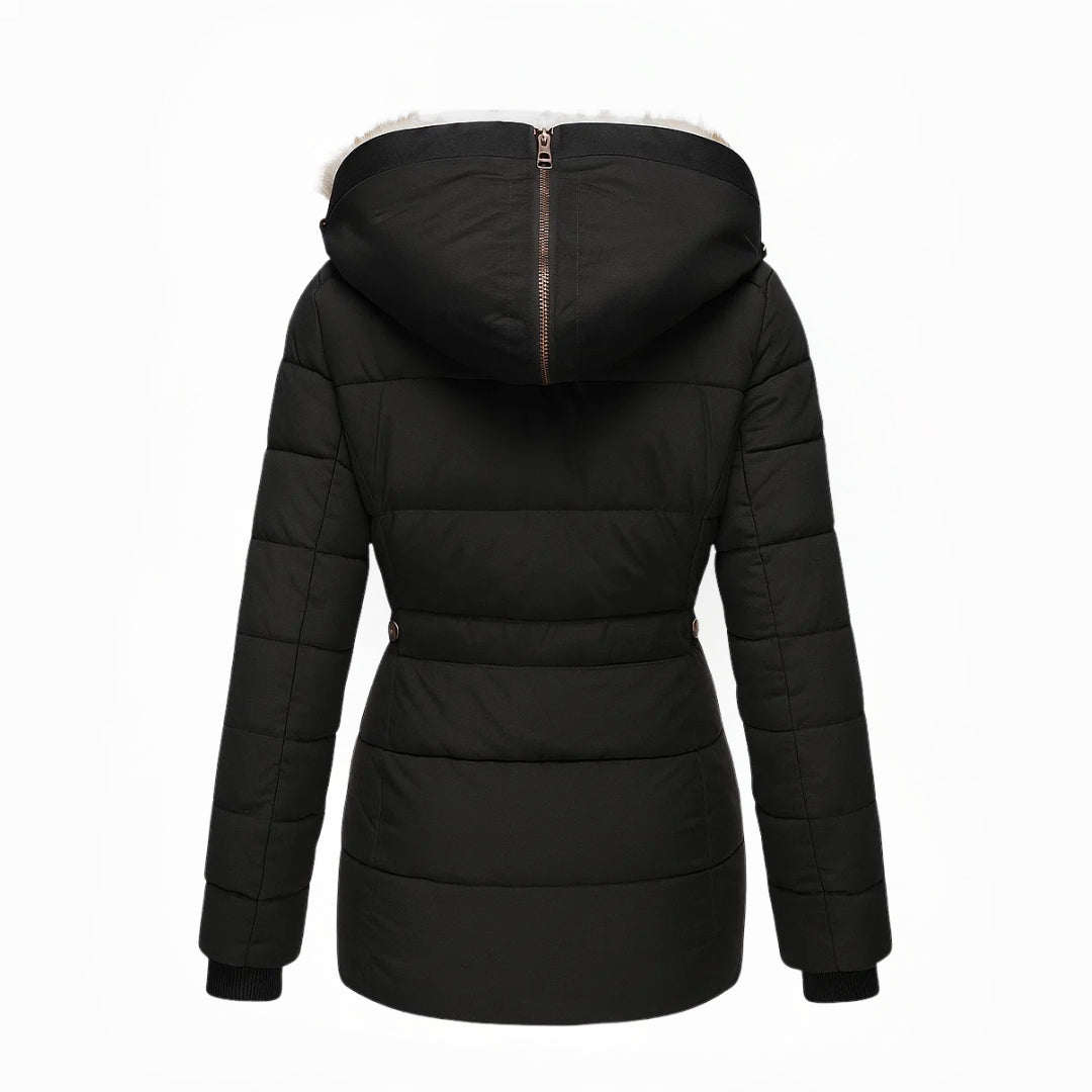 Zip-Off Hood Fur-Lined Coat