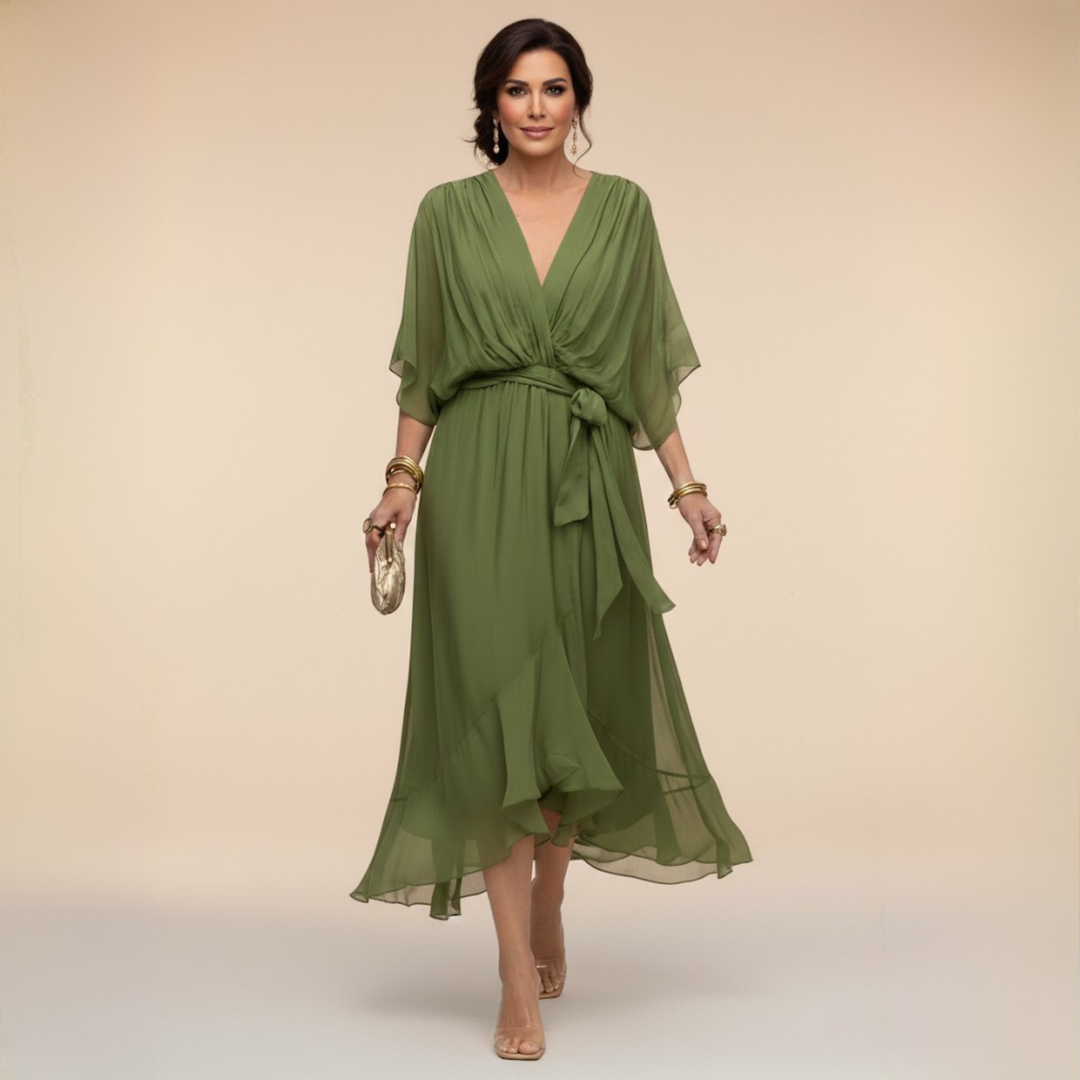 Nevaya - V-Neck Sheer Dress