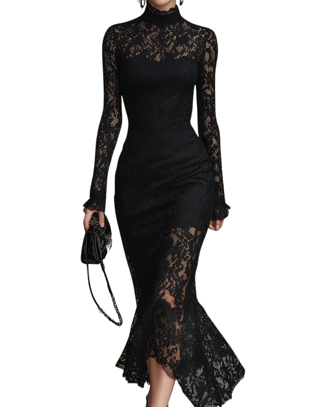 Kelira - Fishtail Hem Lace Maxi Dress