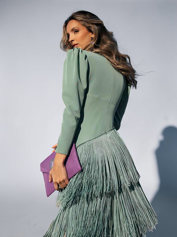 Fringe-Trim Dress