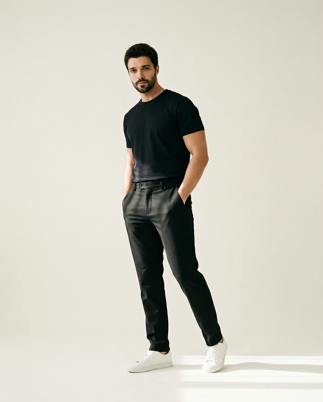 Elastic Waist 4-Way Stretch Trousers