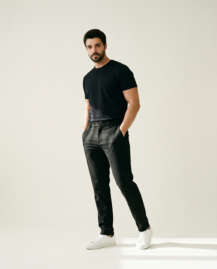 Elastic Waist 4-Way Stretch Trousers