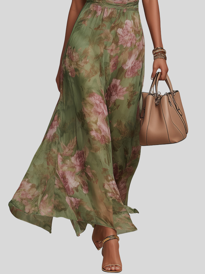 Halterneck Floral Print Maxi Dress