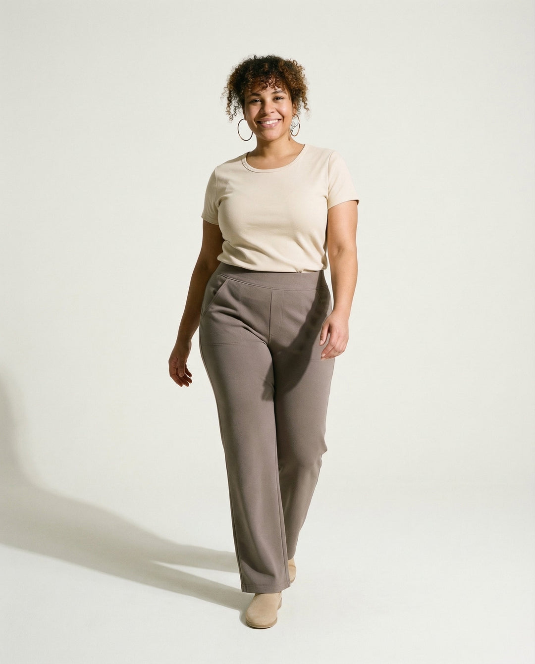 Straight-Leg Stretch-Woven Trousers