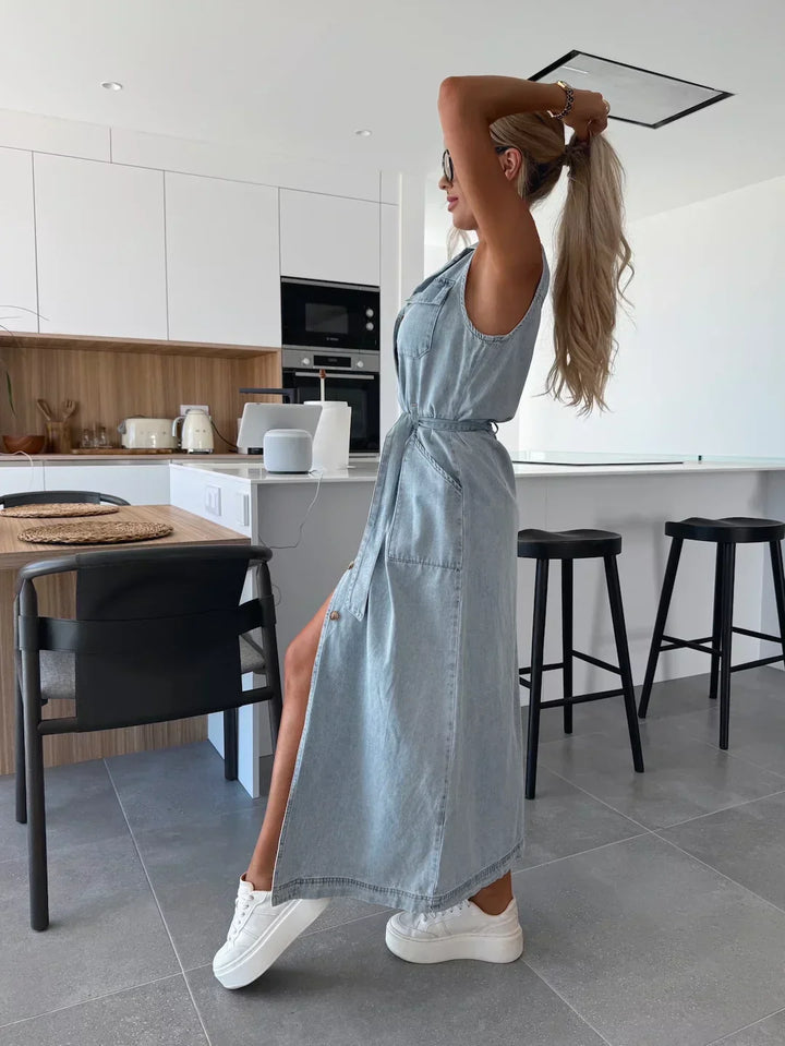 Lysena - Button-Front Denim Dress