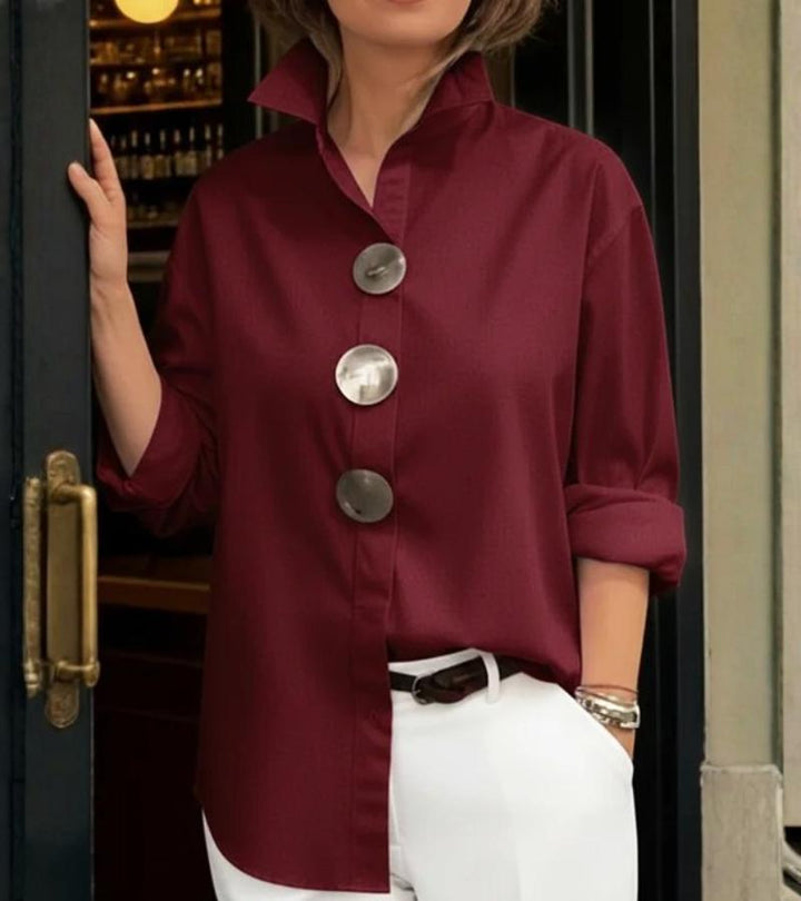 Virela - Stand Collar Woven Blouse