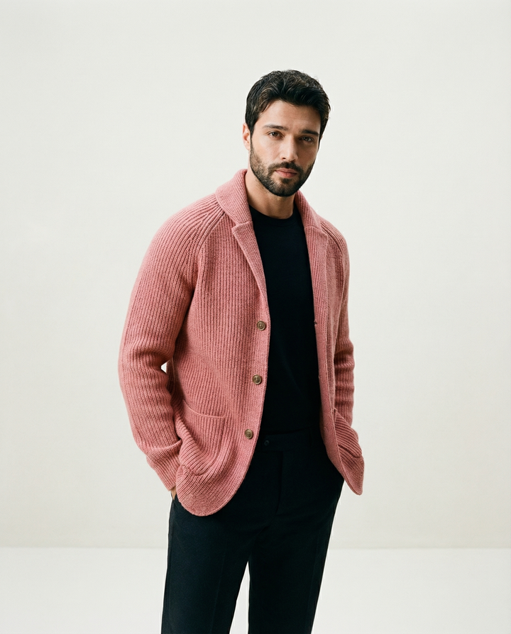 Shawl Collar Rib Knit Cardigan