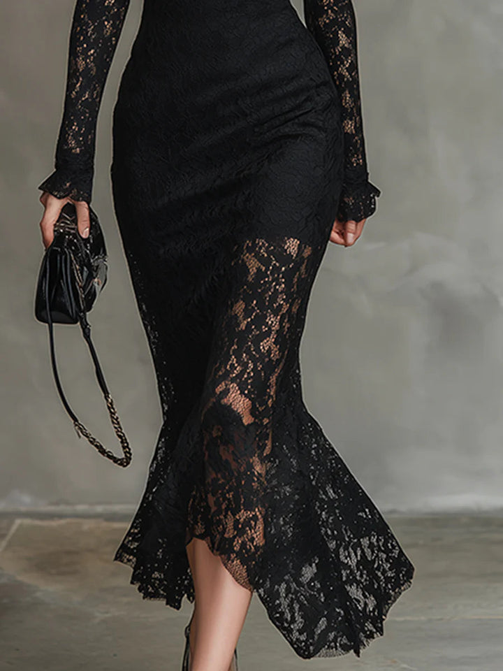 Fishtail Stretch Lace Maxi Dress