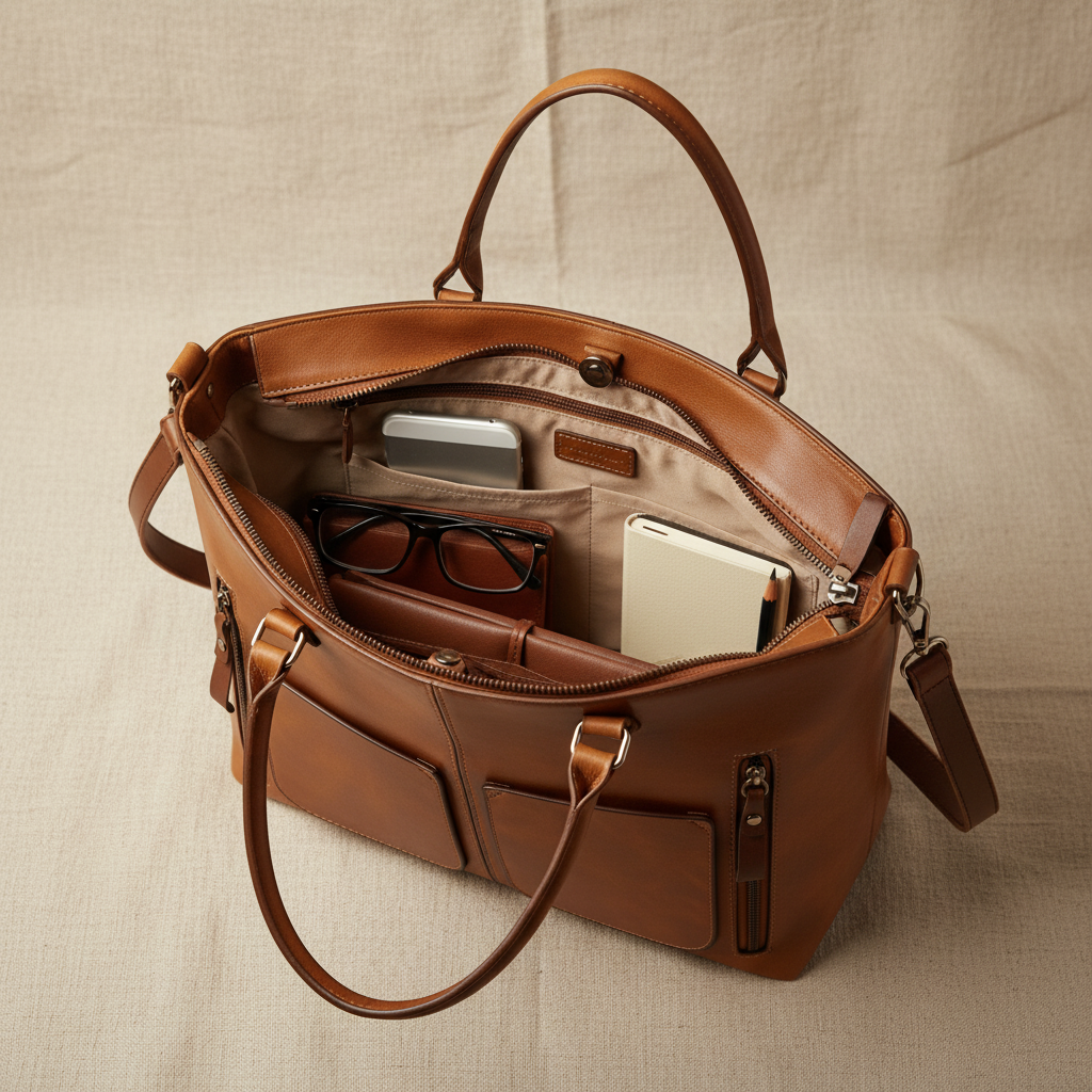 Contoured Genuine Leather Shoulder Bag