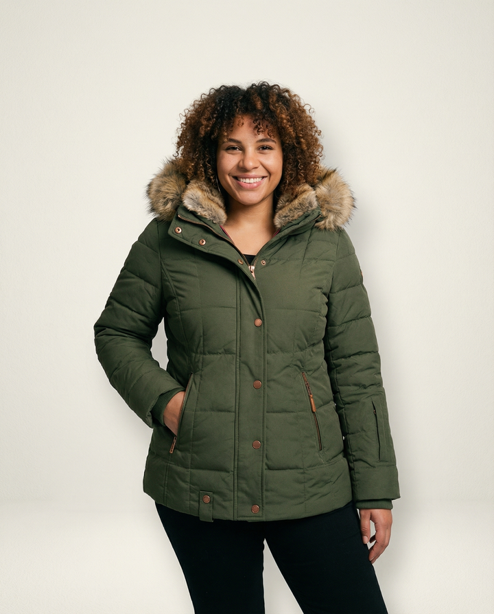 Zip-Off Hood Fur-Lined Coat