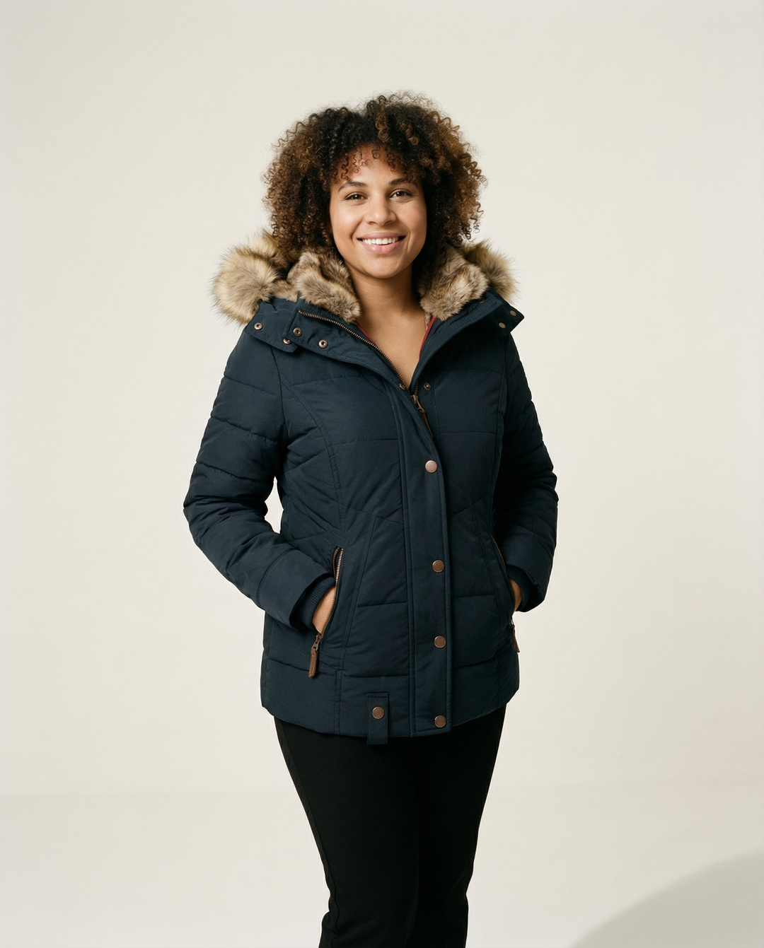 Zip-Off Hood Fur-Lined Coat