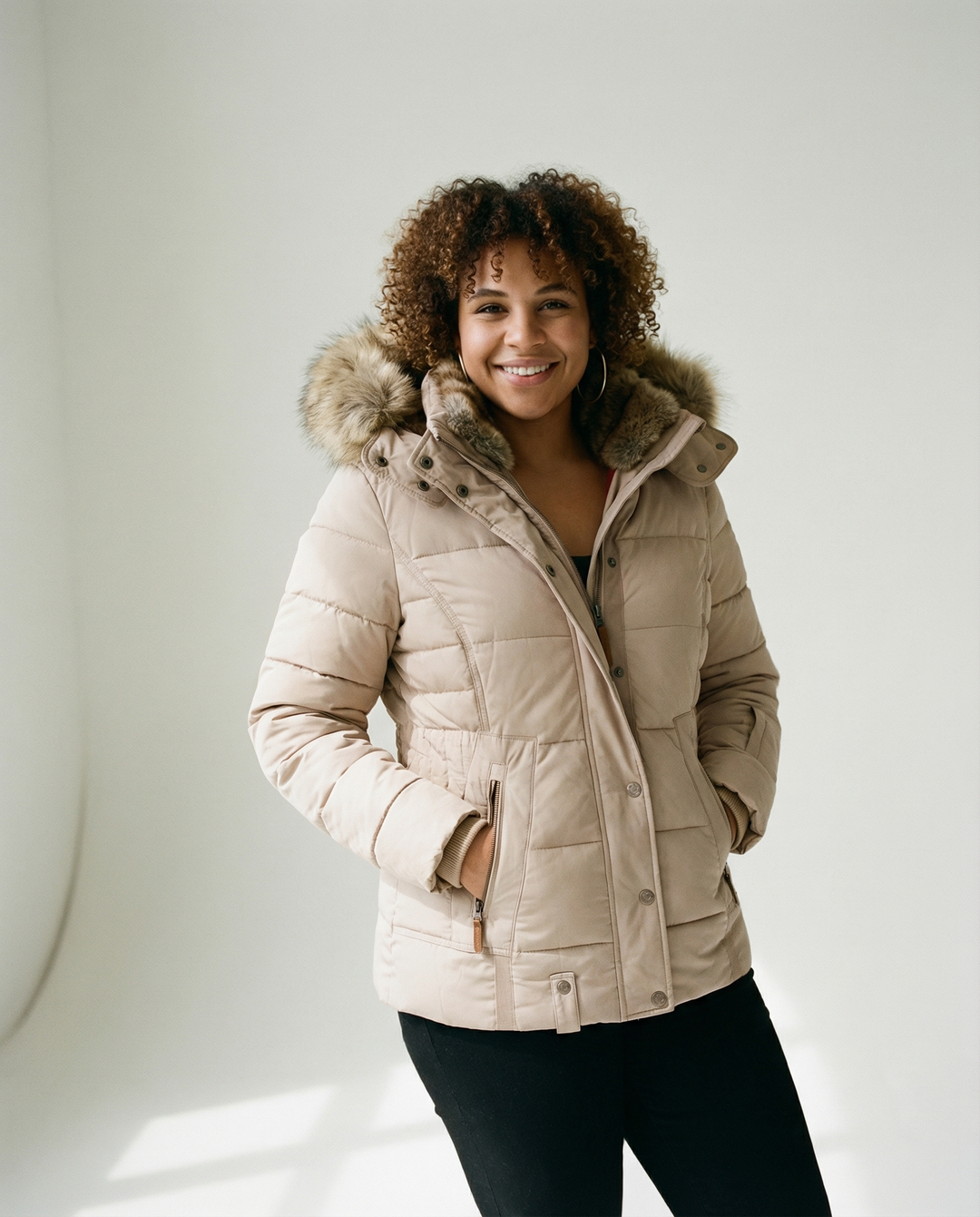 Zip-Off Hood Fur-Lined Coat