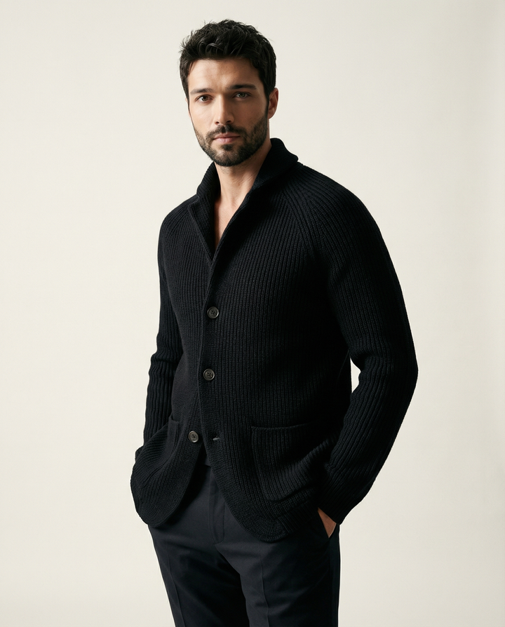 Shawl Collar Rib Knit Cardigan
