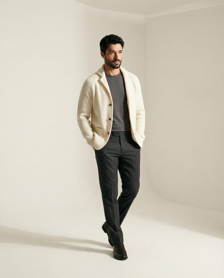 Shawl Collar Rib Knit Cardigan