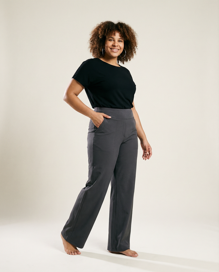 Straight-Leg Stretch-Woven Trousers