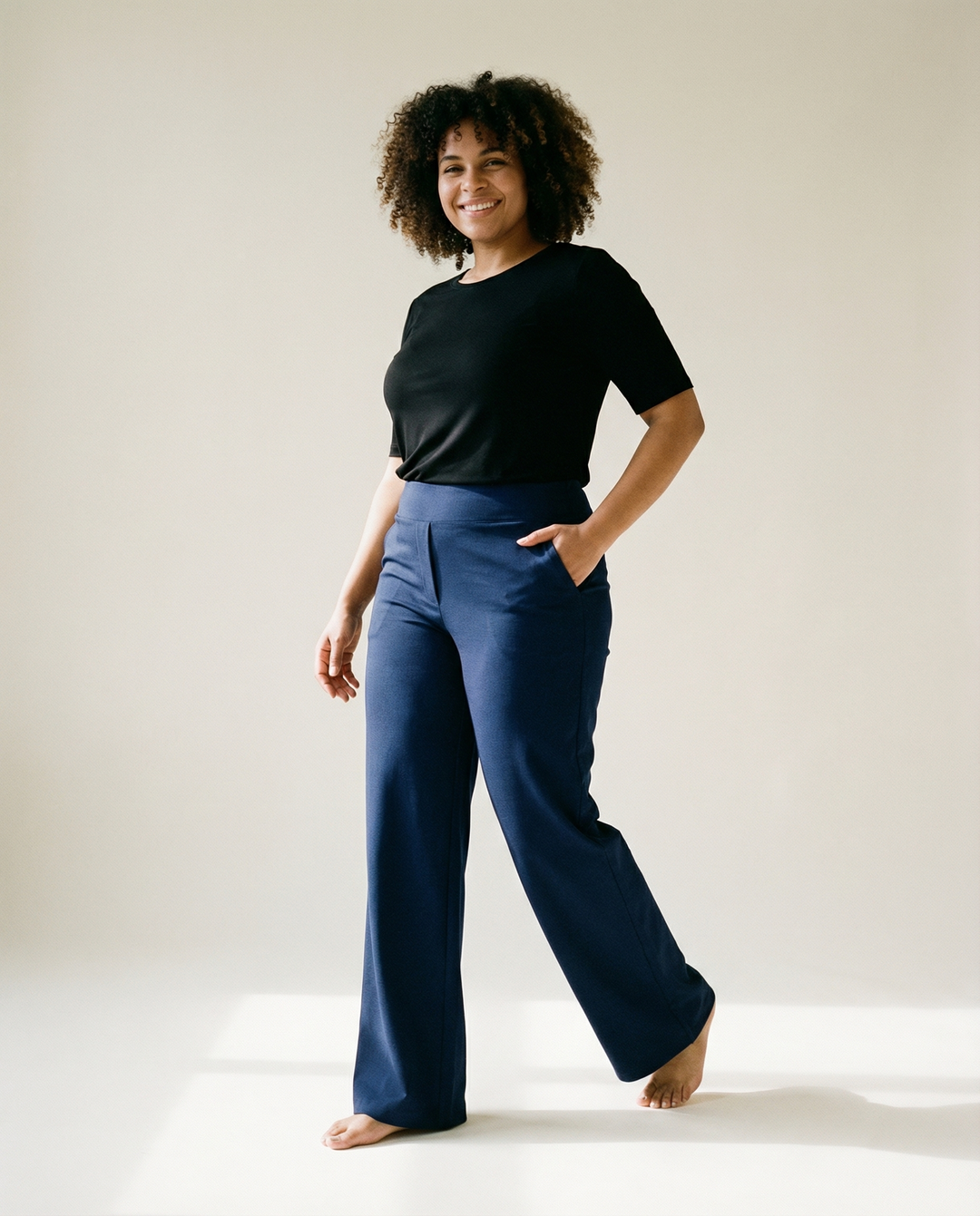 Straight-Leg Stretch-Woven Trousers