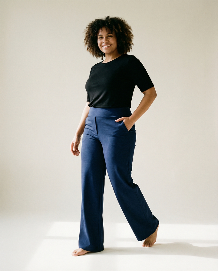 Straight-Leg Stretch-Woven Trousers