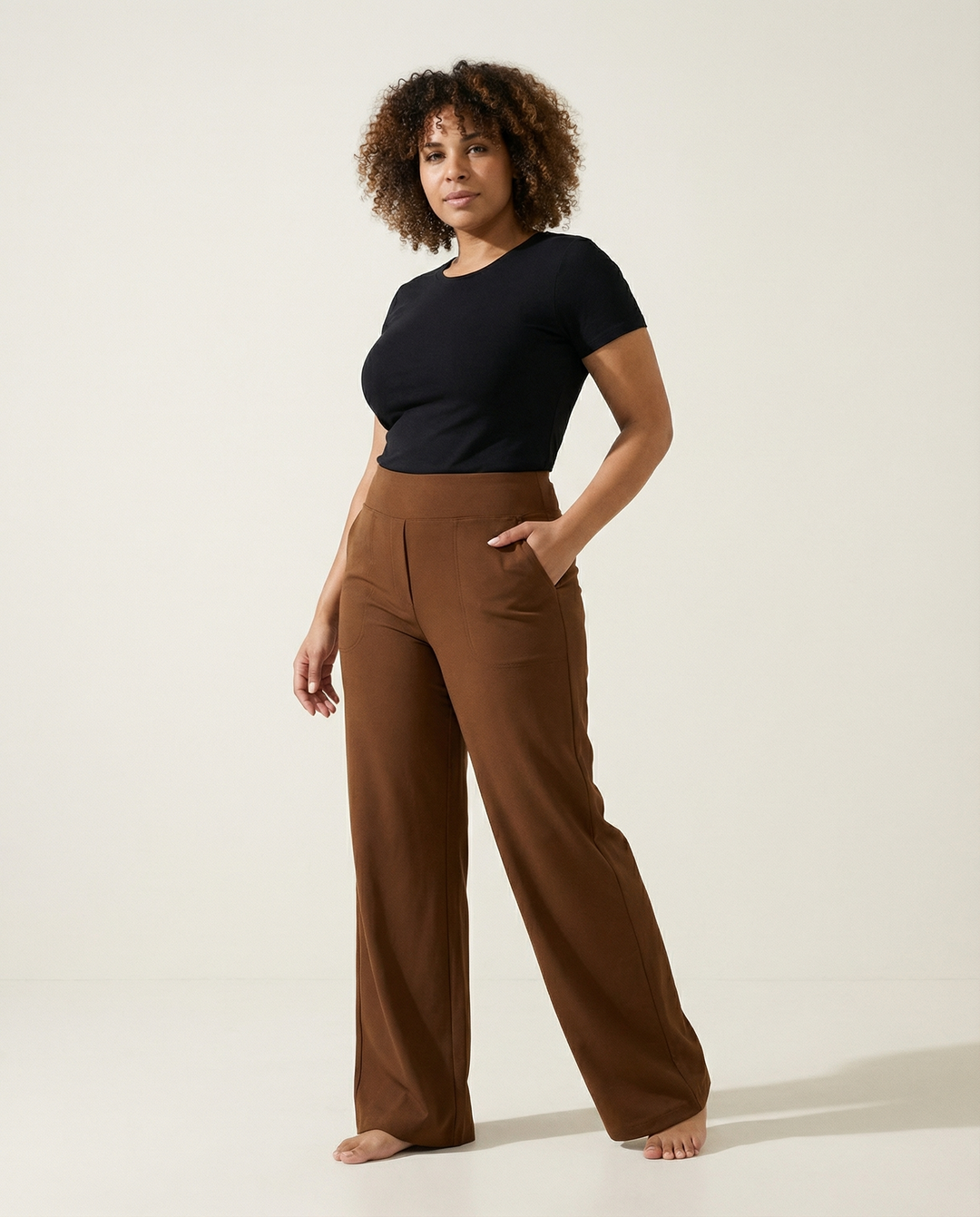 Straight-Leg Stretch-Woven Trousers