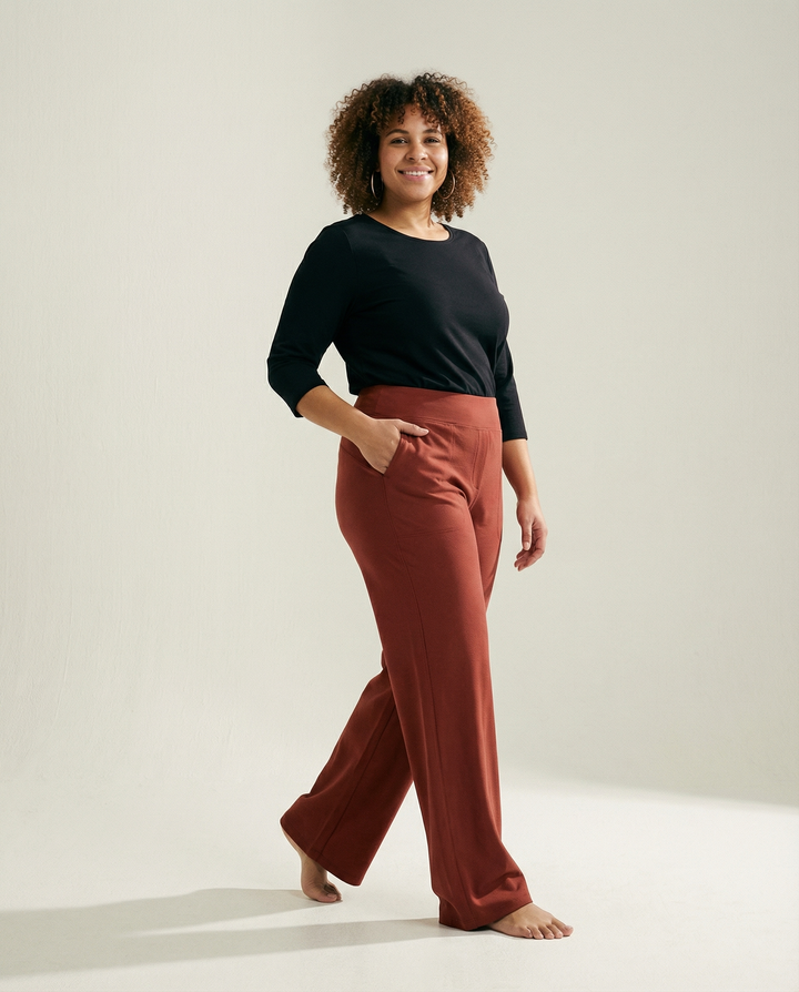 Straight-Leg Stretch-Woven Trousers