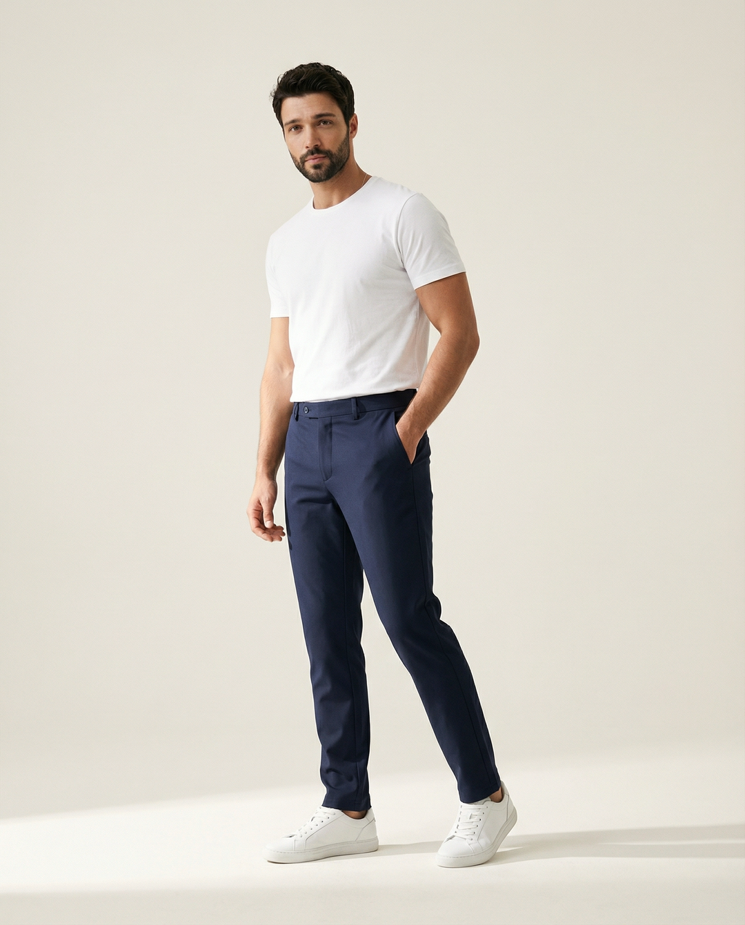 Elastic Waist 4-Way Stretch Trousers