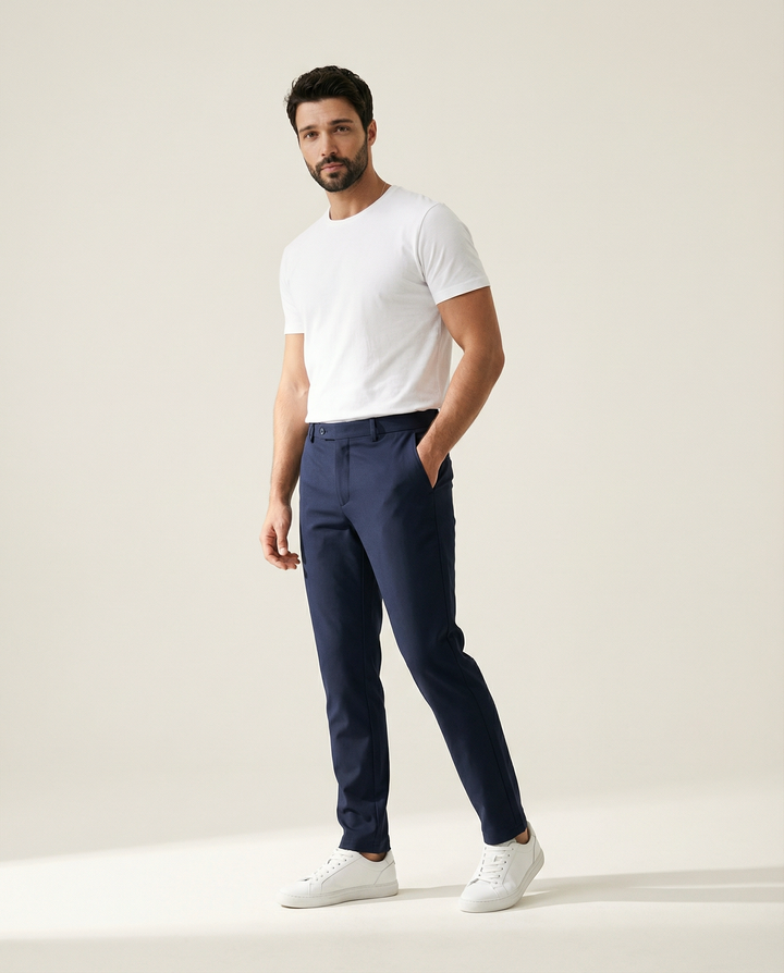 Elastic Waist 4-Way Stretch Trousers
