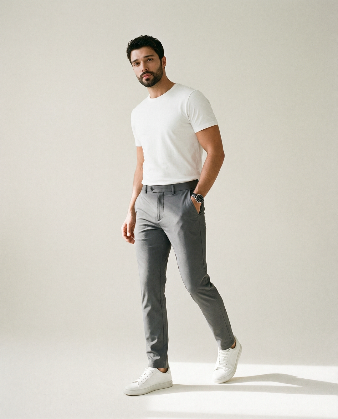 Elastic Waist 4-Way Stretch Trousers