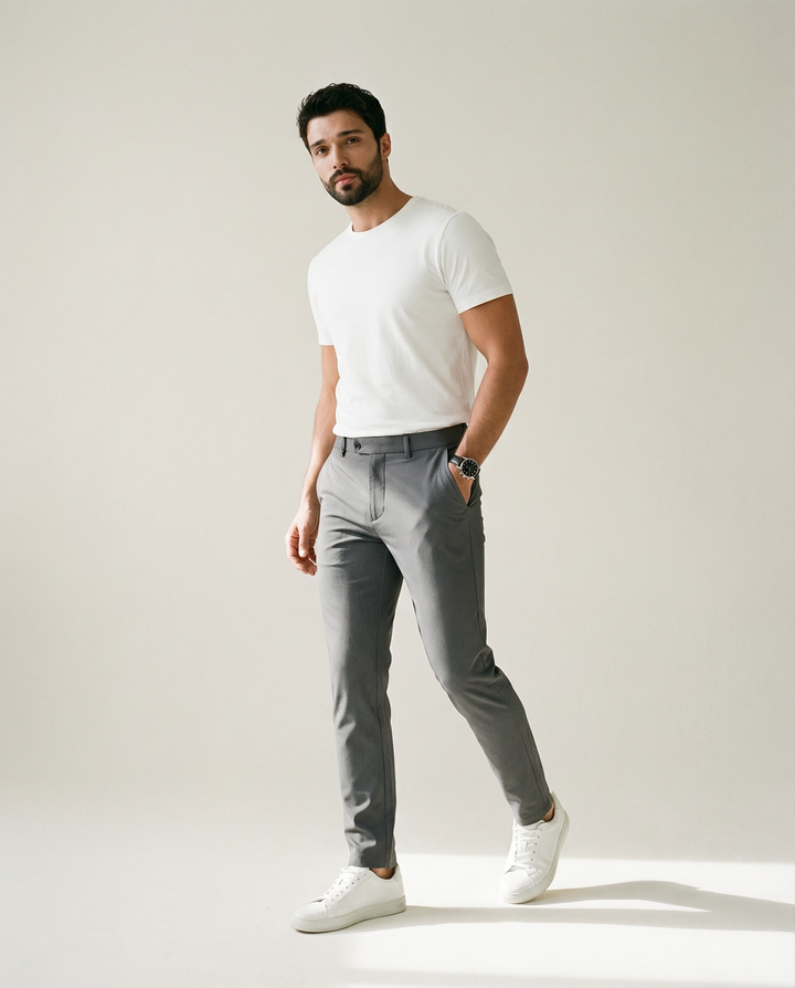 Elastic Waist 4-Way Stretch Trousers
