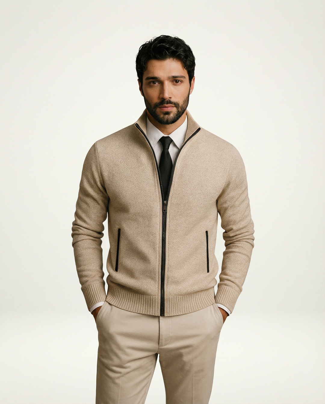 Fitted Merino-Cotton Cardigan