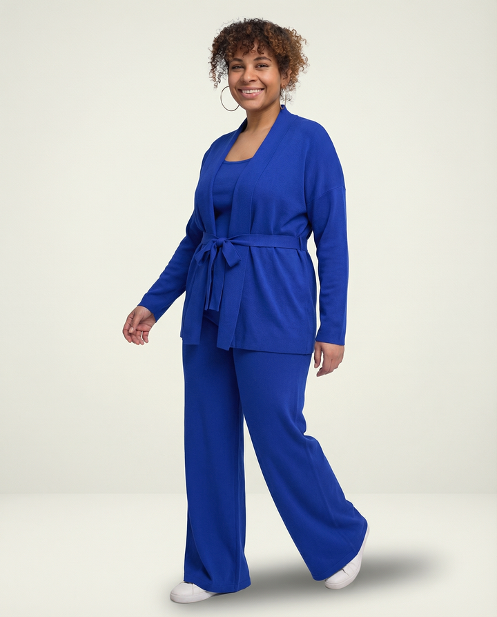 Belted Cardigan Knit Home Set