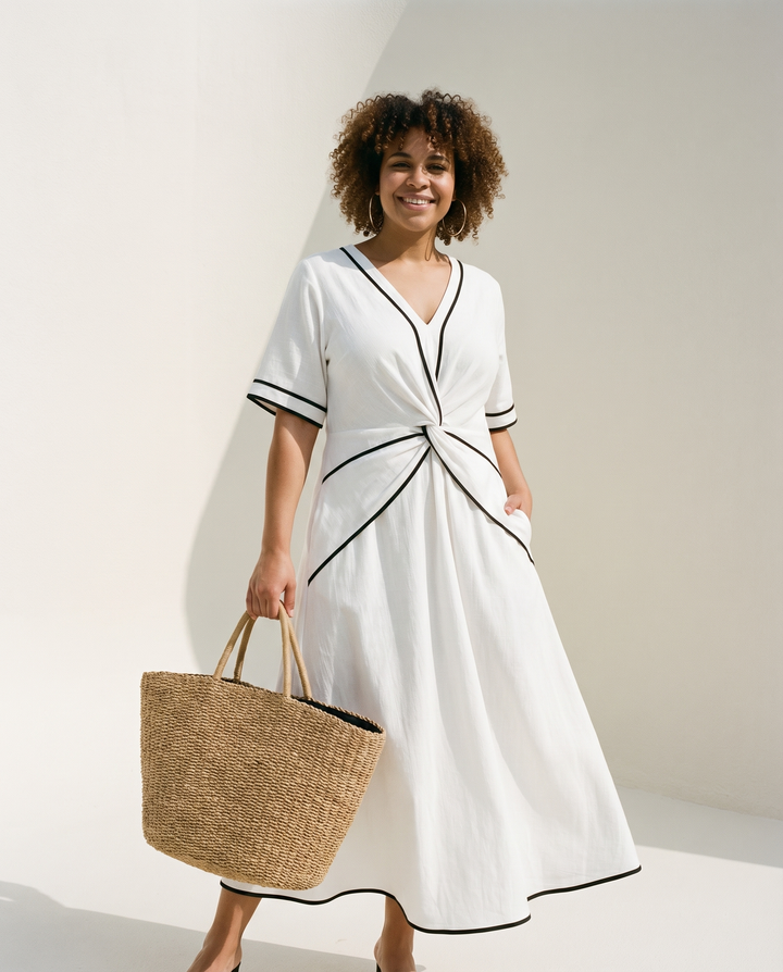 Shaped-Waist Midi Dress