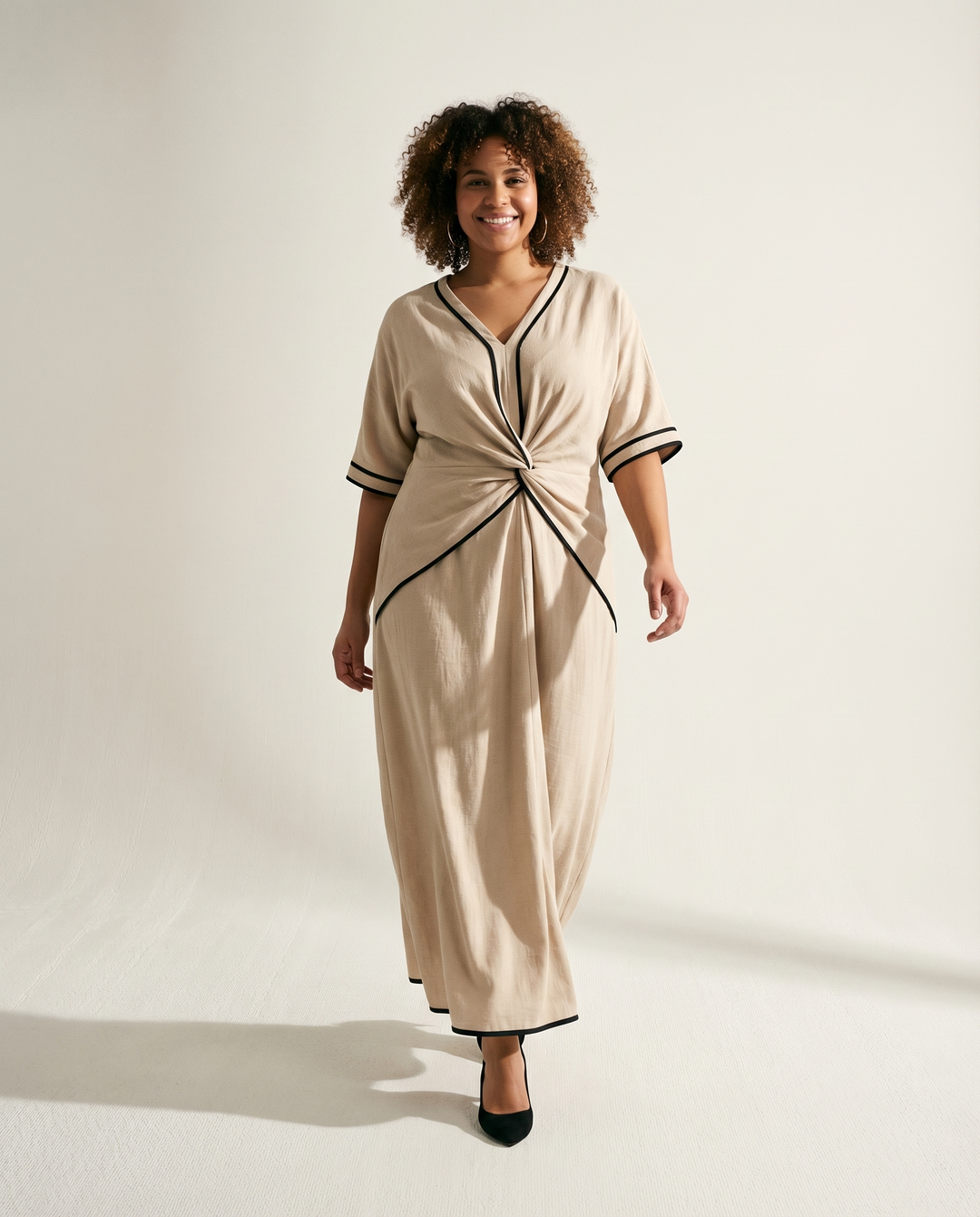 Shaped-Waist Midi Dress