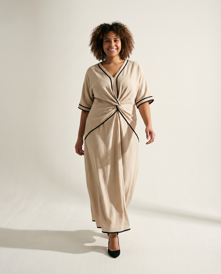 Shaped-Waist Midi Dress