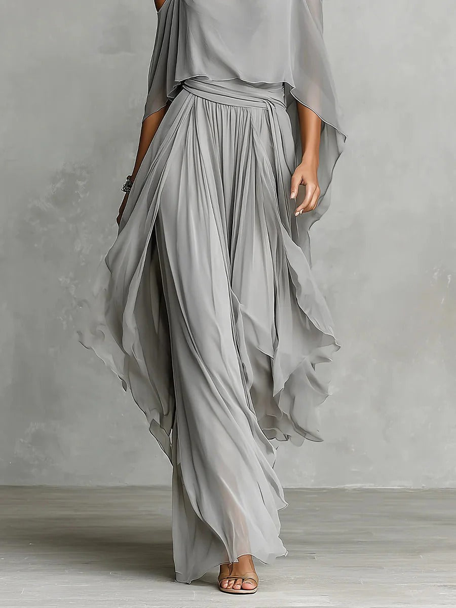 Kevara - Off-Shoulder Chiffon Set