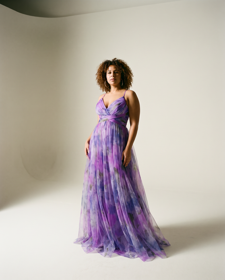 Empire-Waist Chiffon Maxi Dress